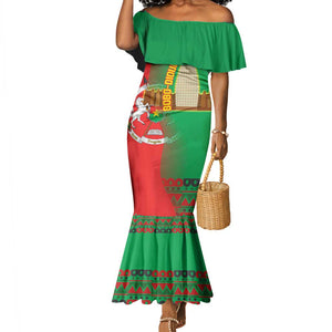 Burkina Faso Mermaid Dress Tribal Design and Bobo Dioulasso Landmark - African Pride