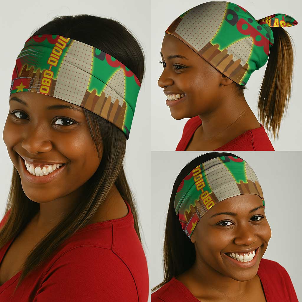 Burkina Faso Neck Gaiter Tribal Design and Bobo Dioulasso Landmark - African Pride