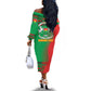 Burkina Faso Off The Shoulder Long Sleeve Dress Tribal Design and Bobo Dioulasso Landmark - African Pride