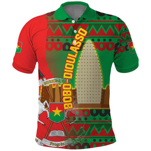 Burkina Faso Polo Shirt Tribal Design and Bobo Dioulasso Landmark - African Pride