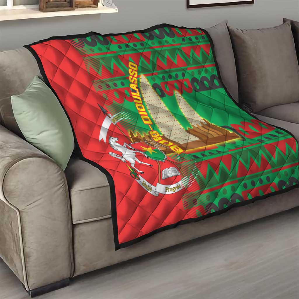 Burkina Faso Quilt Tribal Design and Bobo Dioulasso Landmark - African Pride