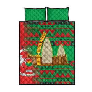 Burkina Faso Quilt Bed Set Tribal Design and Bobo Dioulasso Landmark - African Pride