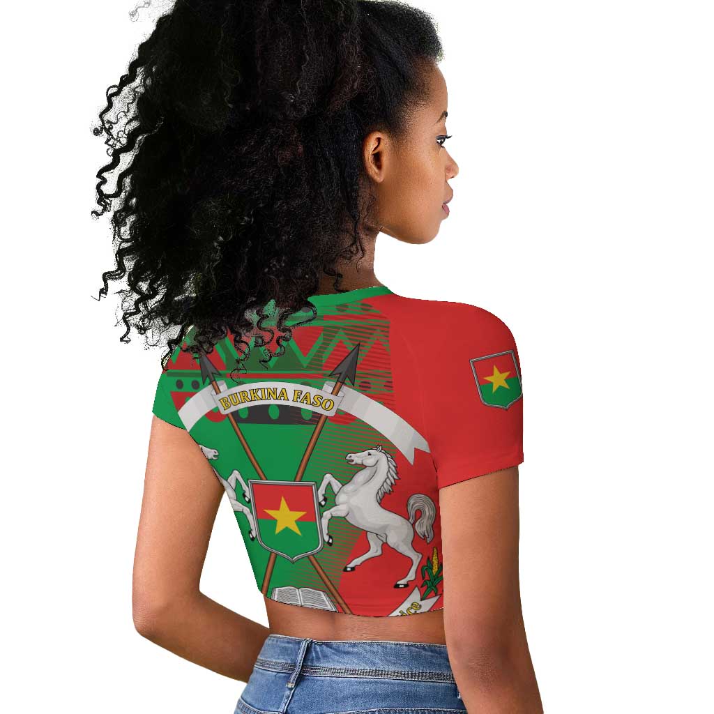 Burkina Faso Raglan Cropped T shirt Tribal Design and Bobo Dioulasso Landmark - African Pride