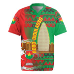 Burkina Faso Rugby Jersey Tribal Design and Bobo Dioulasso Landmark - African Pride