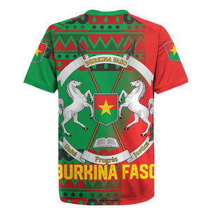 Burkina Faso Rugby Jersey Tribal Design and Bobo Dioulasso Landmark - African Pride