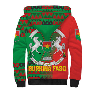 Burkina Faso Sherpa Hoodie Tribal Design and Bobo Dioulasso Landmark - African Pride