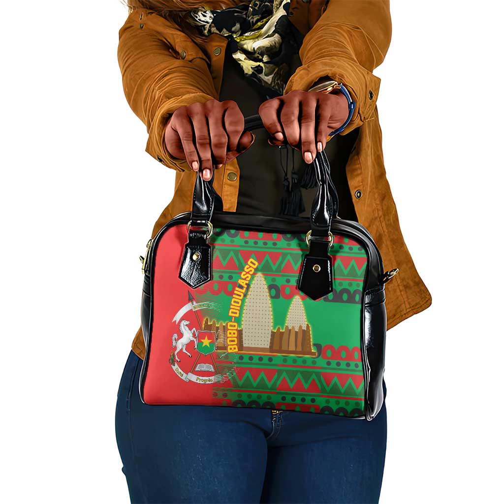 Burkina Faso Shoulder Handbag Tribal Design and Bobo Dioulasso Landmark - African Pride