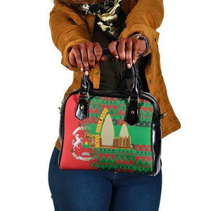 Burkina Faso Shoulder Handbag Tribal Design and Bobo Dioulasso Landmark - African Pride