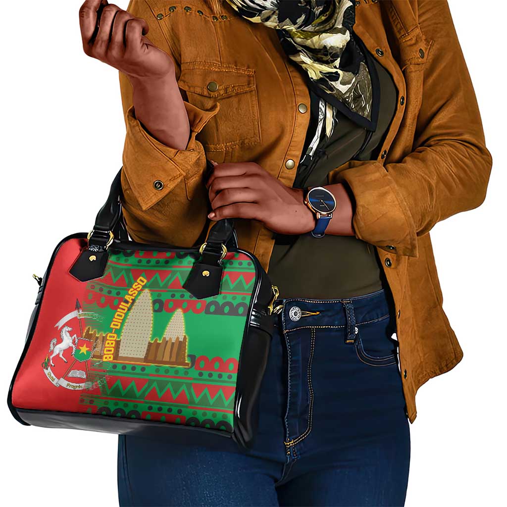 Burkina Faso Shoulder Handbag Tribal Design and Bobo Dioulasso Landmark - African Pride