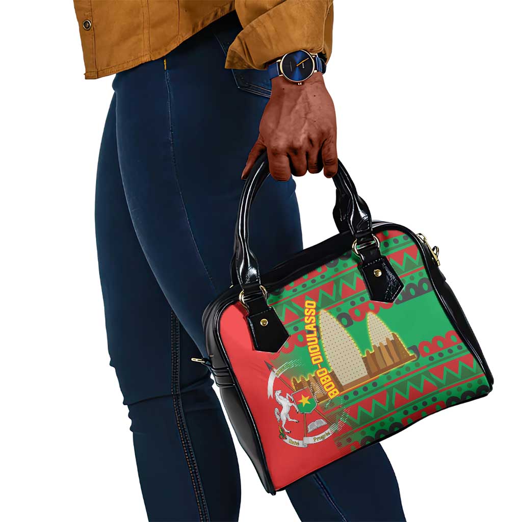 Burkina Faso Shoulder Handbag Tribal Design and Bobo Dioulasso Landmark - African Pride