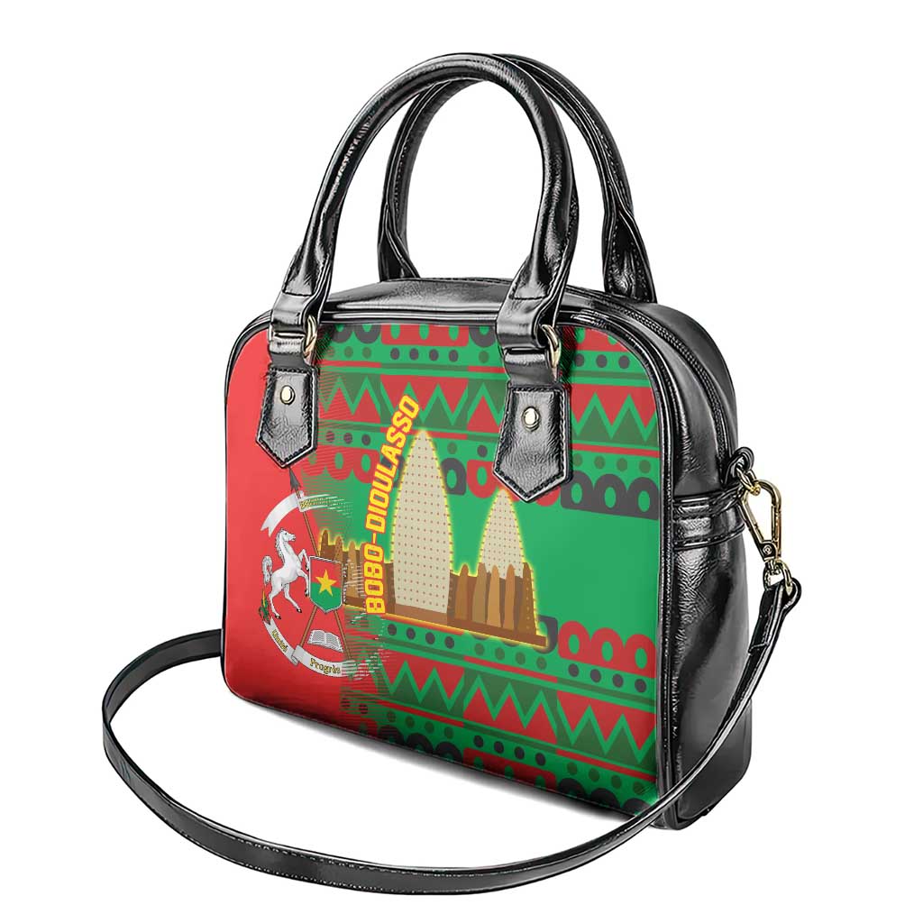 Burkina Faso Shoulder Handbag Tribal Design and Bobo Dioulasso Landmark - African Pride