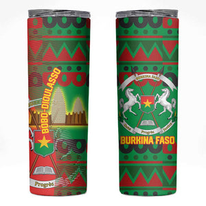 Burkina Faso Skinny Tumbler Tribal Design and Bobo Dioulasso Landmark - African Pride