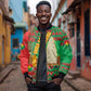 Burkina Faso Sleeve Zip Bomber Jacket Tribal Design and Bobo Dioulasso Landmark - African Pride