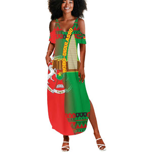 Burkina Faso Summer Maxi Dress Tribal Design and Bobo Dioulasso Landmark - African Pride