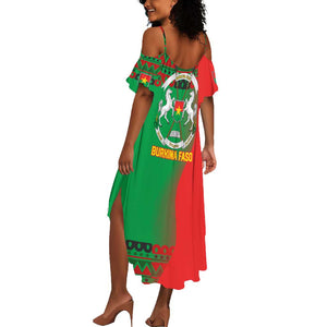 Burkina Faso Summer Maxi Dress Tribal Design and Bobo Dioulasso Landmark - African Pride
