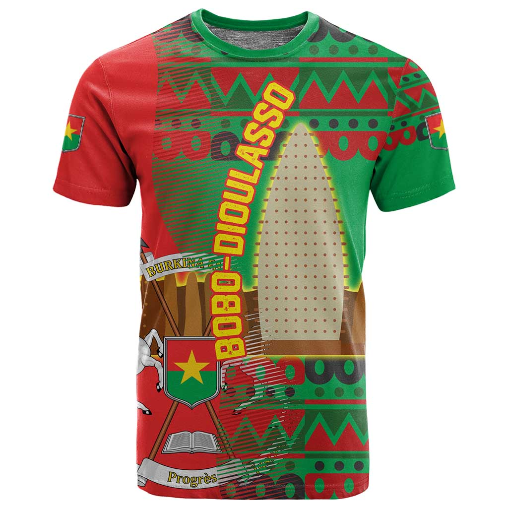 Burkina Faso T shirt Tribal Design and Bobo Dioulasso Landmark - African Pride