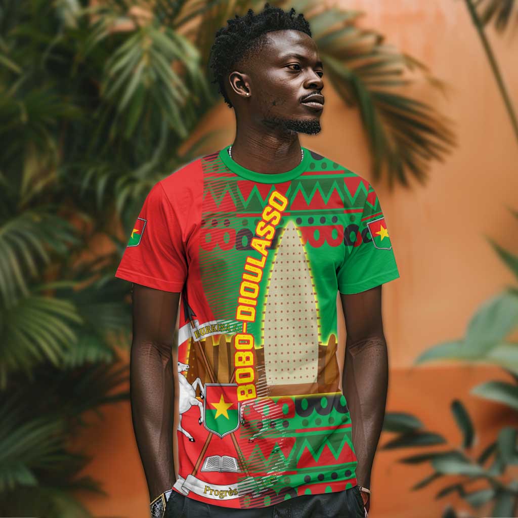 Burkina Faso T shirt Tribal Design and Bobo Dioulasso Landmark - African Pride