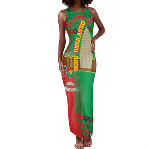 Burkina Faso Tank Maxi Dress Tribal Design and Bobo Dioulasso Landmark - African Pride