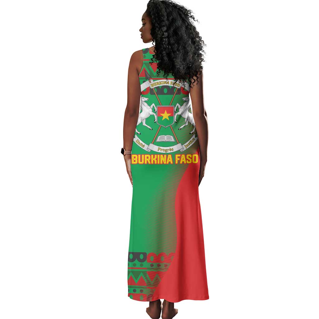 Burkina Faso Tank Maxi Dress Tribal Design and Bobo Dioulasso Landmark - African Pride