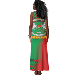 Burkina Faso Tank Maxi Dress Tribal Design and Bobo Dioulasso Landmark - African Pride