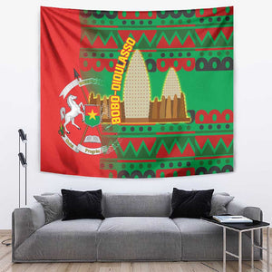 Burkina Faso Tapestry Tribal Design and Bobo Dioulasso Landmark - African Pride