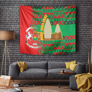 Burkina Faso Tapestry Tribal Design and Bobo Dioulasso Landmark - African Pride