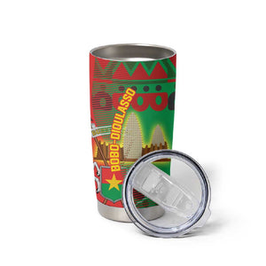 Burkina Faso Tumbler Cup Tribal Design and Bobo Dioulasso Landmark - African Pride