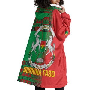 Burkina Faso Wearable Blanket Hoodie Tribal Design and Bobo Dioulasso Landmark - African Pride