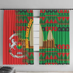 Burkina Faso Window Curtain Tribal Design and Bobo Dioulasso Landmark - African Pride