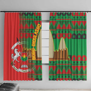 Burkina Faso Window Curtain Tribal Design and Bobo Dioulasso Landmark - African Pride