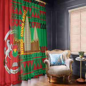 Burkina Faso Window Curtain Tribal Design and Bobo Dioulasso Landmark - African Pride