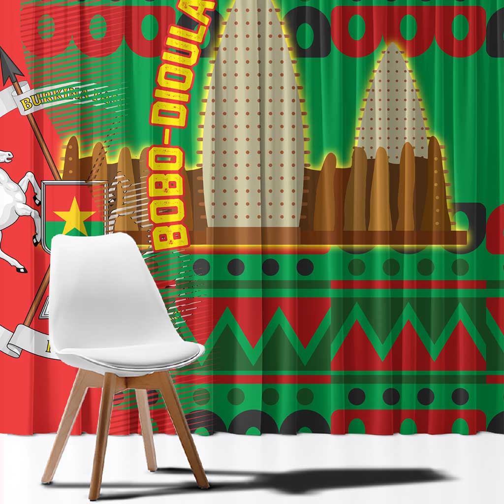 Burkina Faso Window Curtain Tribal Design and Bobo Dioulasso Landmark - African Pride