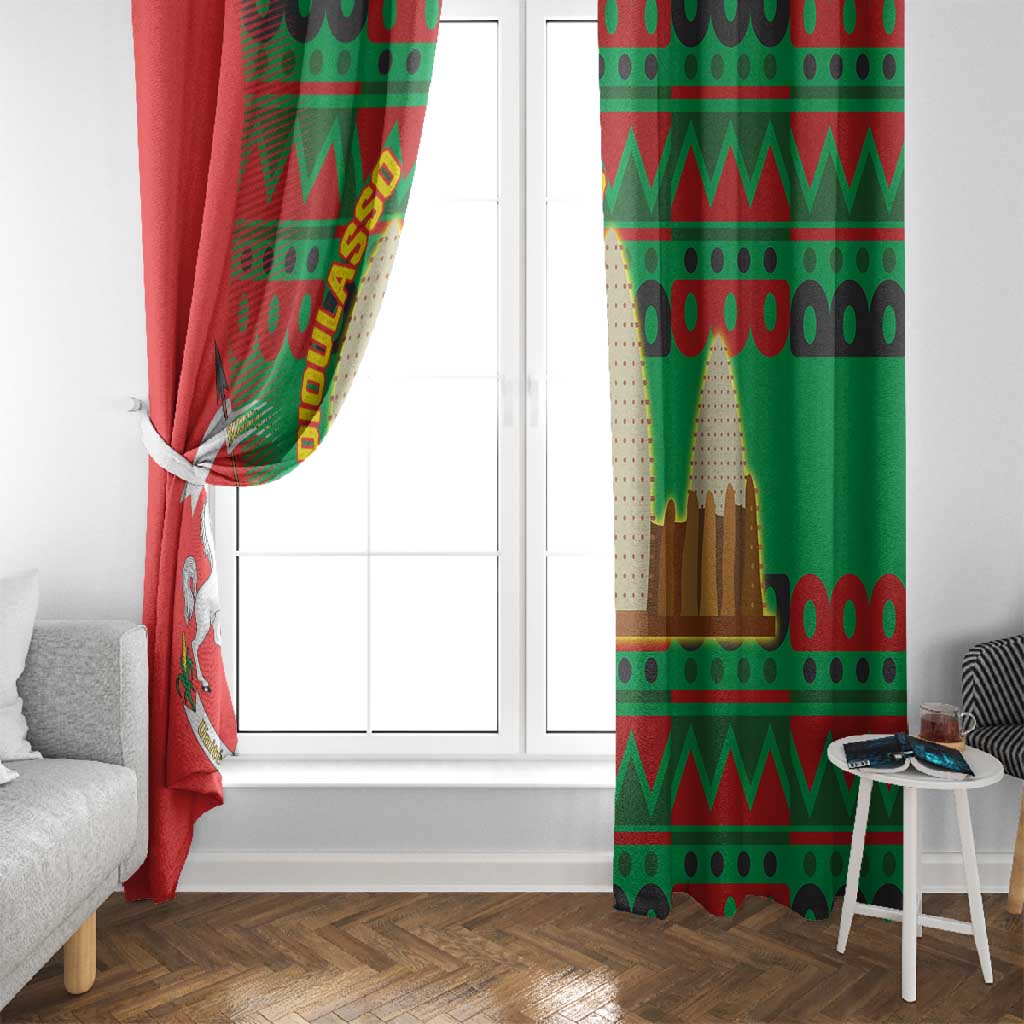 Burkina Faso Window Curtain Tribal Design and Bobo Dioulasso Landmark - African Pride