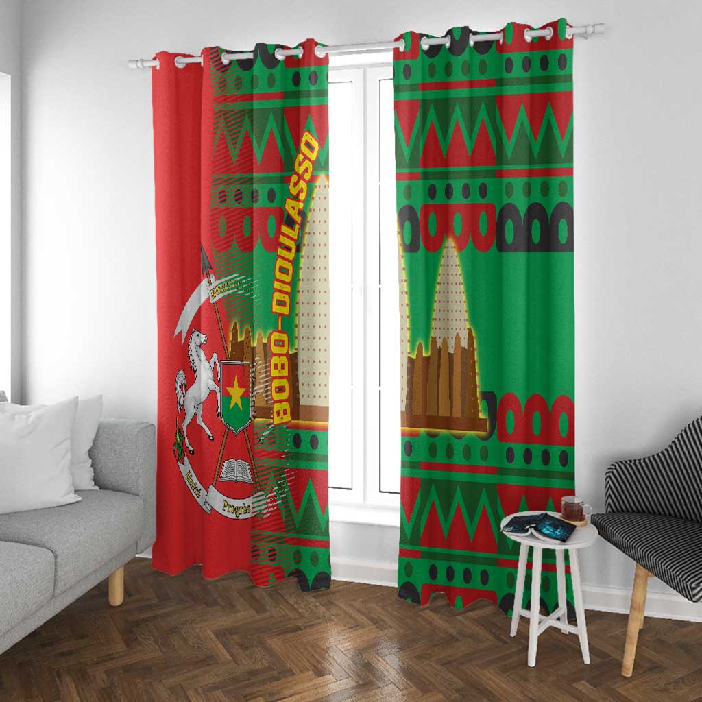 Burkina Faso Window Curtain Tribal Design and Bobo Dioulasso Landmark - African Pride