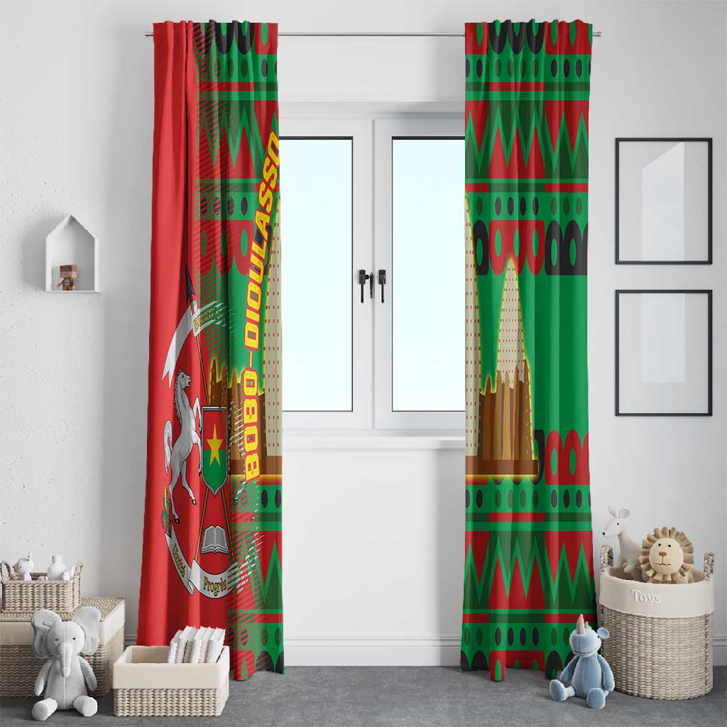 Burkina Faso Window Curtain Tribal Design and Bobo Dioulasso Landmark - African Pride