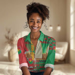 Burkina Faso Women Casual Shirt Tribal Design and Bobo Dioulasso Landmark - African Pride