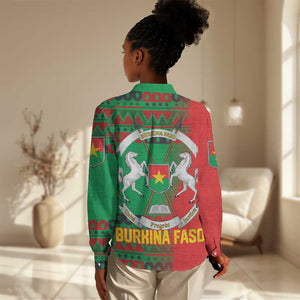 Burkina Faso Women Casual Shirt Tribal Design and Bobo Dioulasso Landmark - African Pride