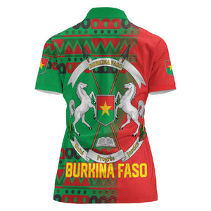 Burkina Faso Women Polo Shirt Tribal Design and Bobo Dioulasso Landmark - African Pride