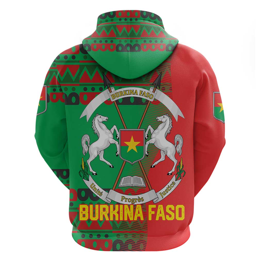 Burkina Faso Zip Hoodie Tribal Design and Bobo Dioulasso Landmark - African Pride