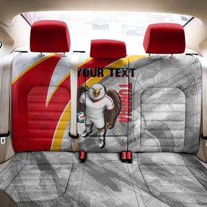 Personalized Tunisia Soccer Carthage Eagles Mascot Back Car Seat Cover Red And White Abstract Geometric Football Concept
