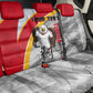 Personalized Tunisia Soccer Carthage Eagles Mascot Back Car Seat Cover Red And White Abstract Geometric Football Concept