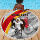 Personalized Tunisia Soccer Carthage Eagles Mascot Beach Blanket Red And White Abstract Geometric Football Concept