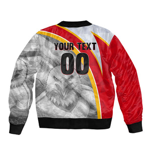 Personalized Tunisia Soccer Carthage Eagles Mascot Bomber Jacket Red And White Abstract Geometric Football Concept