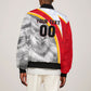 Personalized Tunisia Soccer Carthage Eagles Mascot Bomber Jacket Red And White Abstract Geometric Football Concept