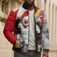 Personalized Tunisia Soccer Carthage Eagles Mascot Bomber Puffer Jacket Red And White Abstract Geometric Football Concept