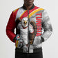 Personalized Tunisia Soccer Carthage Eagles Mascot Bomber Puffer Jacket Red And White Abstract Geometric Football Concept