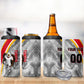 Personalized Tunisia Soccer Carthage Eagles Mascot 4 in 1 Can Cooler Tumbler Red And White Abstract Geometric Football Concept