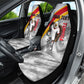 Personalized Tunisia Soccer Carthage Eagles Mascot Car Seat Cover Red And White Abstract Geometric Football Concept