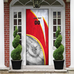 Personalized Tunisia Soccer Carthage Eagles Mascot Door Cover Red And White Abstract Geometric Football Concept