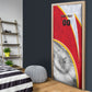 Personalized Tunisia Soccer Carthage Eagles Mascot Door Cover Red And White Abstract Geometric Football Concept